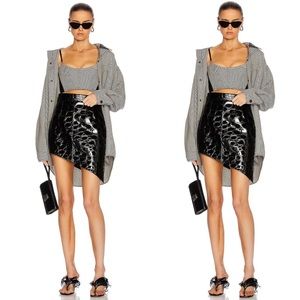Alexander Wang Asymmetric Croc-Effect Patent-Leather Mini Skirt In Black
